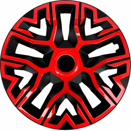 NRM The Best Bicolor Radkappen 4er Set | Schlagfestes ABS, Universell für Stahlfelgen, Einfache Montage | Felgenschutz, Verstellbarer Spannring, Werkzeugfrei (Rot/Schwarz, 14)