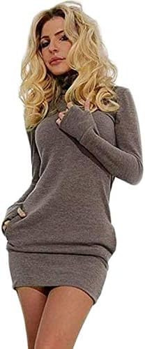 Generico Abito da Donna Bodycon Maniche Lunghe Abiti Mini Donna Invernali Sexy Sera Hot Vestitini Manica Lunga (IT, Testo, L, Regular, Regular, caffè)