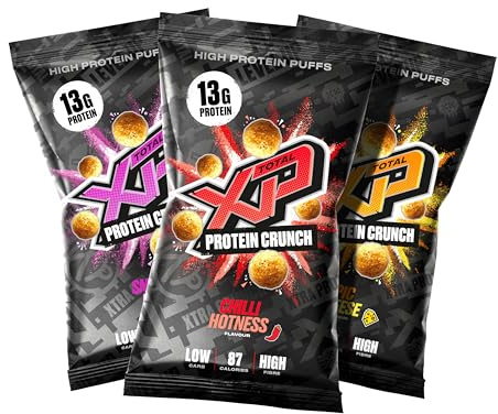 TOTAL XP Protein Crunch - Tasty High Protein Snacks - Mixed Pack | Protein Chips | Vegetarian, 13g of Protein, Low Carb, Gluten Free, Palm Oil Free (12 x 26g)