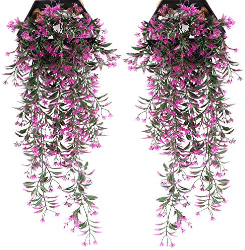 Ghirlanda di edera Artificiale con Fiori, finte Piante di edera in plastica, per Interni ed Esterni, per fioriere da Giardino, Decorazioni Natalizie, ghirlande per Porte e finestre, per Feste, casa e