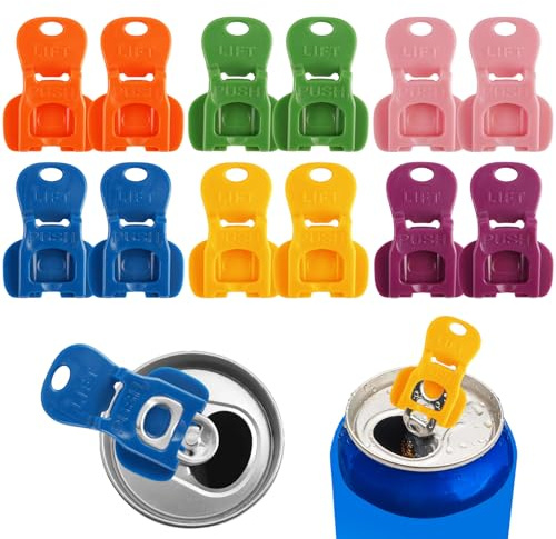 12 Piezas abridor de latas de bebidas, Colorido Abrelatas de Plástico, Abridor de Latas Fáciles de Usar Reutilizable, Abrelatas Portátil para Latas de Aluminio Cola, Cerveza, Refrescos, Bebidas