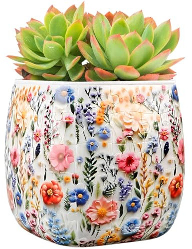 KTCINA 3D Flower Pot Puzzle, 96pcs Plastic 3D Vase Puzzle for Adults, DIY Plastic Vase, ome and Office Decoration Flower Pots for Indoor Cactus, Succulents Pots 11x11x11cm(Style1)