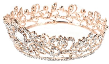 Ipetboom Couronne de Mariée Rose Gold Pleine de Strass Accessoire Cheveux Chic pour Cérémonie Mariage Diadème Élégant Rond Décoration Coiffure Femme Bandeau pour Événement Spécial