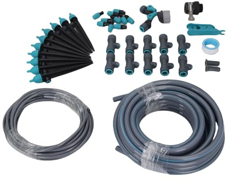 Haofy Système d'irrigation Goutte à Goutte, Kits d'irrigation à pour un Arrosage Efficace du Jardin, Tube PE de 10 M pour Pelouse et Serre, Système 'irrigation à, Buses Réglables Réglables