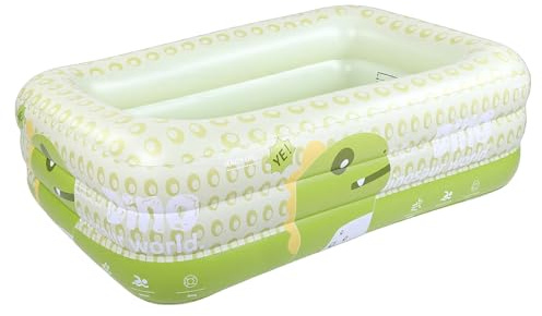 Piscina Hinchable Infantil Dinosaurio PVC Grueso 180x130x56 cm para Jardín Exterior