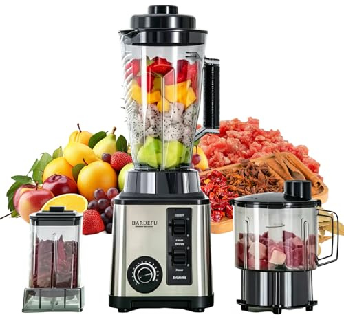 Batidora multifunción 8 en 1, batidora de sobremesa con recipientes de 2 l y 3 l, batidora de vaso de alta potencia, 15 velocidades, ideal para batidos, batidos de frutas, picar hielo y triturar fruta