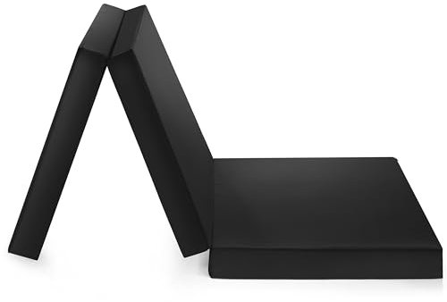 Badenia Trendline Gästematratze 3-teilige Klappmatratze mit strapazierfähigem Microfaser Bezug, Öko-Tex zertifiziert, produziert nach deutschem Qualitätsstandard,190 x 60 cm , schwarz