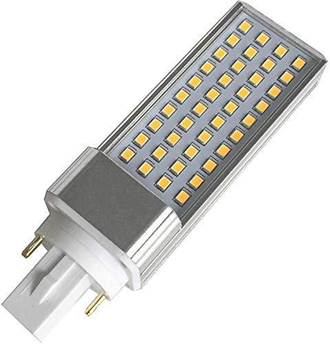 Mulang Lámpara fluorescente compacta LED 12W PL G24 6000K blanco frío, lámpara de aluminio giratoria G24 2 pines LED CFL/lámpara fluorescente compacta, cubierta lechosa (6000K blanco frío, 12W)