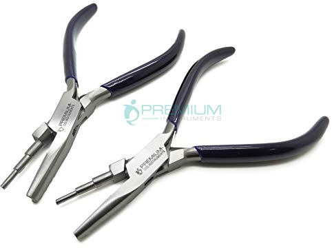 SUPERI0R Instruments Wire Looping Pliers 5.5 Concave/Round Nose 3-Steps & Straight/Round Nose 3-Steps Instruments Set of 2