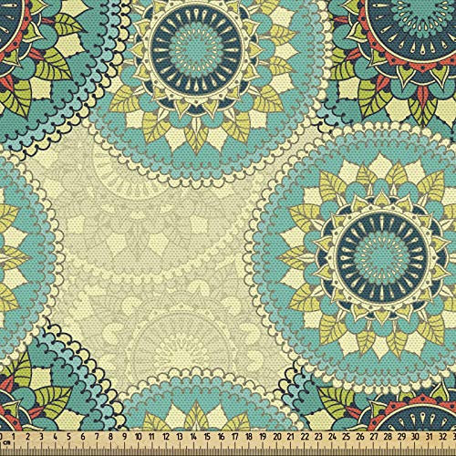ABAKUHAUS Mandala Gewebe als Meterware, Alte marokkanische Motive, Schön Gewebten Stoff für Polster und Wohnaccessoires, 1M (148x100cm), Mehrfarbig