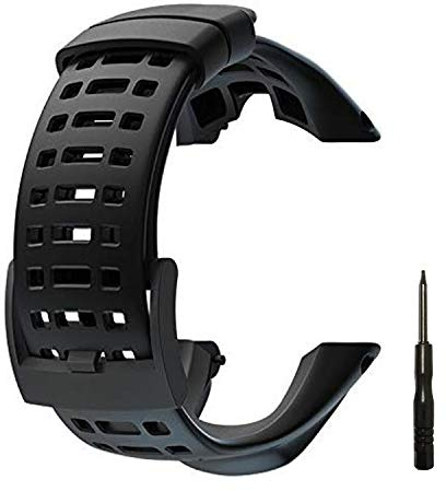 JTMM dell'orologio in gomma, cinturino di ricambio nero morbido per Suunto Ambit 1/2 / 2S / 2R / 3 Sport / 3 Run / 3 PEAK - Cinturino per orologio premium impermeabile 24mm - Cacciavite incluso