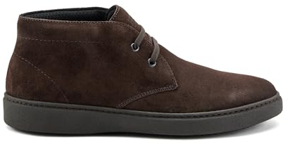 Frau, Stivaletto Casual Uomo in Pelle Scamosciata Marrone, Altezza Caviglia, Sottopiede Estraibile in PU e Sughero, Suola in Gomma Molto Flessibile e Antiscivolo, 40, Made in Italy