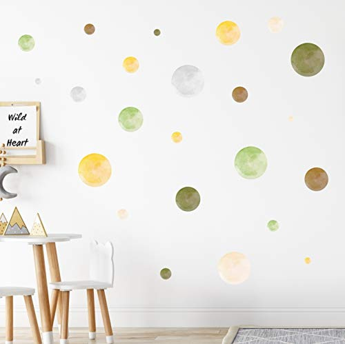 Tjapalo® 134St Große Wandtattoo Punkte Aquarell für Kinderzimmer und Babyzimmer - Farbe: V74