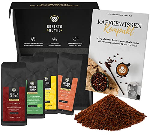Kaffee Geschenk im Probierset mit Guide | Kaffee Geschenk für Männer und Frauen | Mit Liebe geröstet von Menschen mit Behinderung | | 4x250g gemahlener Kaffee