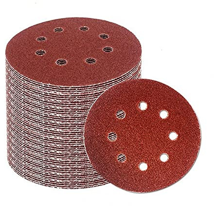 Boucle de crochet 10Pc 5 & quot; Disque de ponçage 125 mm, grain 40 à 3000, papier de verre pour ponceuse, ensemble de papier abrasif à 8 trous