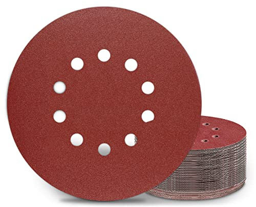 KONGMING 25 Pcs 225mm Sanding Discs Grit 150 9 inch Sanding Discs 10 Hole Hook and Loop for Drywall Sander