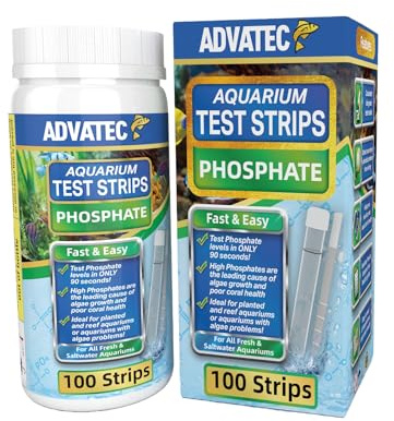 Phosphate Test Strips for Freshwater & Saltwater Fish Tank - Testing Strips for Fresh & Salt Water Aquarium - Lab Grade Water Tester Kit - 100 Count