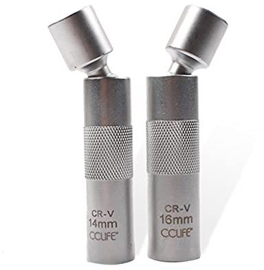 CCLIFE Zündkerzenschlüssel 3/8'', 14mm und 16mm 2tlg Magnet Flexibel Zündkerzenschlüssel Satz Werkzeuge zum Entfernen von Zündkerzen