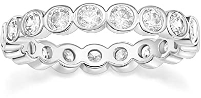 Zakk Eternity Ring Damen Ewigkeitsringe Vorsteckring 4mm Schmal Zirkonia Verlobungsringe Eheringe Trauringe Memoire Ringe
