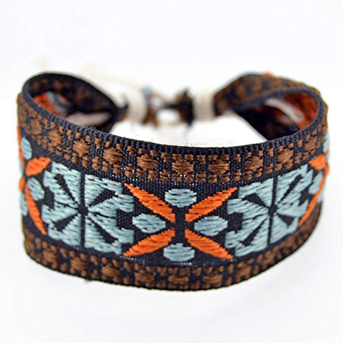 LIUYUYOUGO YSGE Freundschaftsarmband,Handgemachtes Gewebtes Armband Böhmische Braune Geometrie Figuren Jacquard Breit Vintage Ethnische Geflochtene Seilarmbänder Verstellbar BFF Glücks-Fußkettch