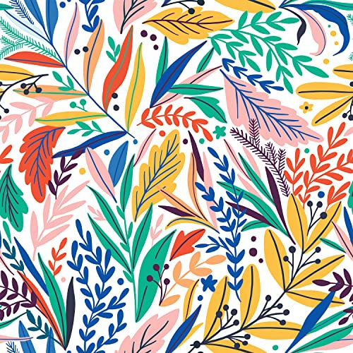 Yullpaper Tapete Selbstklebend Palmenblätter Farbe Möbelfolie Muster Blumen Klebefolie Möbel Schlafzimmer Wandtapete Wasserdichte Wandfolie PVC Folie für Möbel Tür Tisch Selbstklebende Tapeten