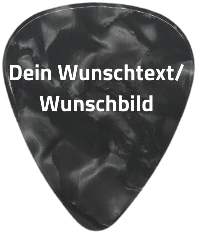 Plektrum mit Wunschtext oder Wunschbild - Personalisiertes Plektrum mit Druck - Individuell und schnell gestalten mit Wunsch-Druck - mit eigenem Bild oder Text (Heavy, Schwarz (Perlmutt))