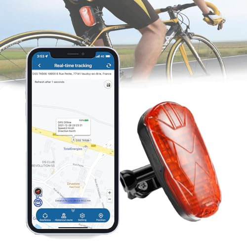 TKMARS Fahrrad GPS Tracking GPS Tracker Fahrrad Ohne ABO Tracker Fahrrad mit SOS, Echtzeit-Ortung, Mehreren Alarmen, Wasserdicht, 1800mah