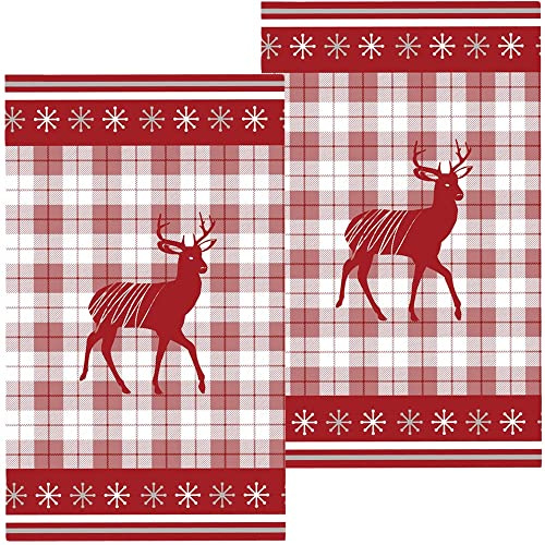 matches21 Geschirrtücher Laurie Hirsche Bäume Winter Spültuch Heimtextilien rot grau Baumwolle 2 STK 70x40 cm
