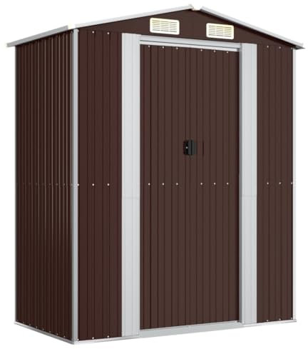 vidaXL Capanno da Giardino Marrone Scuro 192x108x223cm Acciaio Zincato