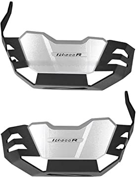 EDKAY Für BMW R1200R R1200GS R 1200 GS R RnineT R nineT Motorrad Motorschutz Zylinderkopfschutz Schutzabdeckung Zylinderschutz Seitenrahmenfüße (Farbe : Black Silver-R1200R)