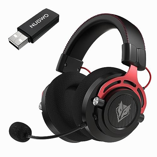 NUBWO Wireless Gaming Headset mit Mikrofon für PS5 PS4 PC, 2.4G USB Wireless Headphone Kopfhörer mit Noise Cancelling Mikrofon für Computer, Laptop, Over Ear