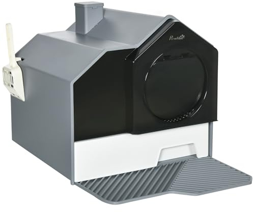 PawHut Katzentoilette Katzenklo mit Haube bis 5 kg 47x45x42 cm Grau