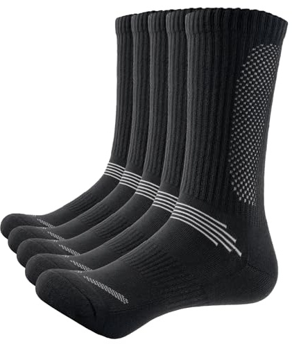 Alaplus Hiking Socks for Men Women, Moisture Wicking Cushioned Anti-Blister Running Socks, Breathable Boot Socks with Arch Support,All-day Comfort, 5 Pairs