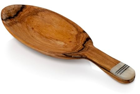 Olive Wood Coffee Scoop | Short Handled Wooden Spoon | Gifts for Coffee Lovers | Kenyan Tea Scoop | Rustic Home (Bone Handle Detail)