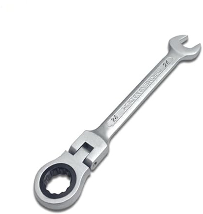 Leliafleury Llave combinada de trinquete de cabeza flexible de 24 mm, llave combinada de cromo vanadio totalmente pulido, llaves combinadas de trinquete flexibles para tuberías, reparación de