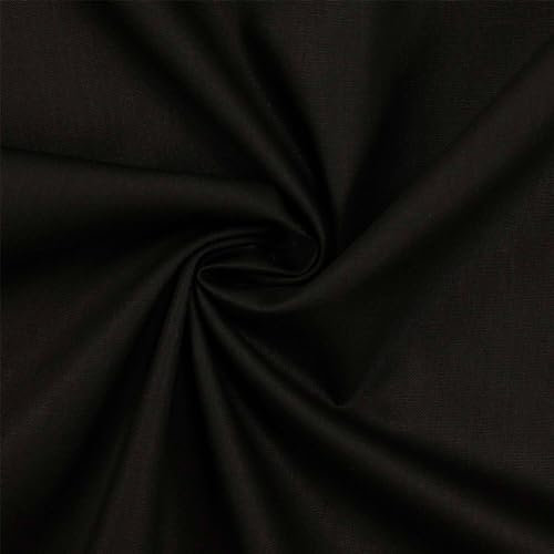 Baumwollstoff Popeline, 100% Baumwolle, Stoff zum Nähen, uni schwarz (Länge am Stück: ab 50cm / Breite: 148cm)