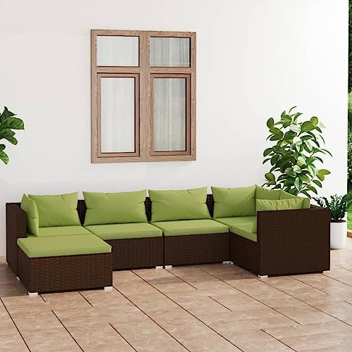 DYRJDJWIDHW europaletten,gartenmöbel Set,palettenkissen,6-TLG. Garten-Lounge-Set mit Kissen Poly Rattan BraunGeeignet für Garten, Swimmingpool, Wohnzimmer, Terrasse