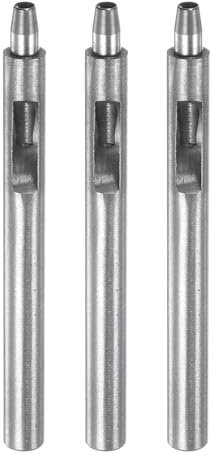 QUARKZMAN 3Pcs Perforadora de Agujeros de Cuero de 4mm Recta Redonda Remachadora de Ojales para Artesanía En Cuero Ropa Bolso Tela Cortina