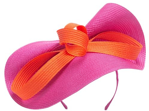 Lawliet A626 Fascinator für Damen, formeller Fascinator, Hochzeit, Kirche, Rennhut, Stirnband, Kopfbedeckung, Hot Pink, Knallpink (Hot Pink), Einheitsgröße