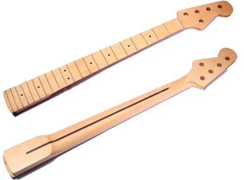 LVYUDS Gitarrenhals Zubehör Ersatzteil, 5 Saiter 21 Bünde Ahorn Gitarrenhals 24.8 Zoll SkalenLänge, mit Boden Draht für Gitarre Bass Zubehör Ersatz