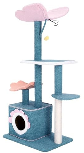 ASHSDI Katzen Kletterbaum Katzenbaum Hoch Hoher Kratzbaum Für Hauskatzen, Schmetterlings-Katzenturm, Mit Sisal Überzogene Kratzbäume, Gemütliche Eigentumswohnung Katzenmöbel