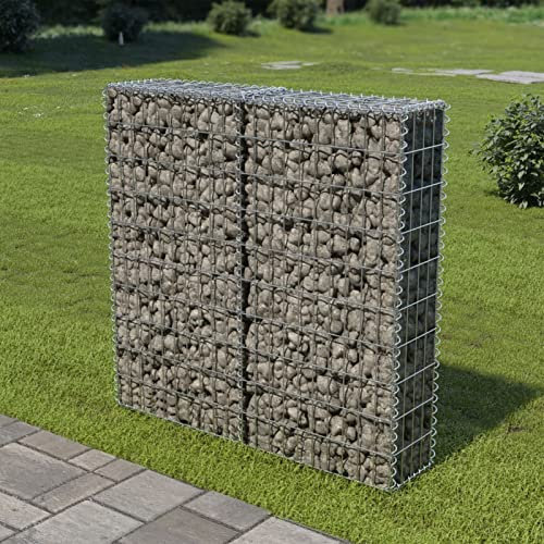 Iiaky Mur à Gabion avec couvercles Acier galvanisé 100x20x100 cm,Bordure Pierre,Kit Gabion,Gabion Jardiniere