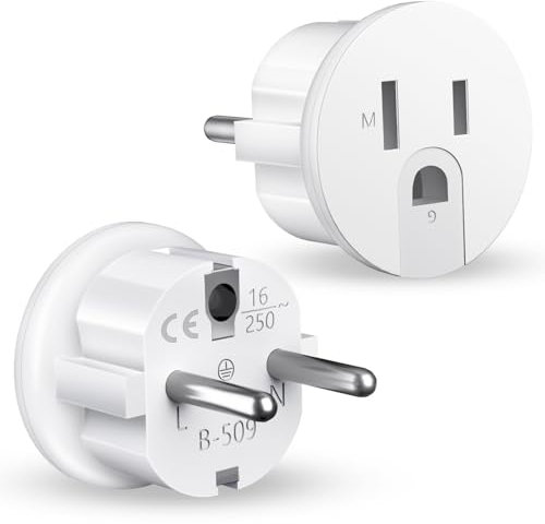 Obllemn 2 stycken reseadapter USA till Europa, USA adapter uttag Tyskland Plug, US till EU-adapter, vit