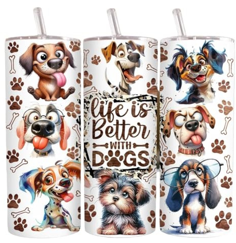 Life is Better with Dogs Tumbler Sublimation Wrap - Ready to Press Sublimation Transfer, 20 oz Straight Tumbler Wrap, Dog Paw Print Transfer
