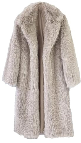 ZhuiKun Winterjacke Damen Pelzmantel Lang Cardigan Warm Kunstfell Mantel Kunstpelz Jacke Flauschige Plüschjacke