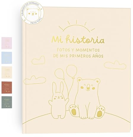 HUBORNS – Libro de recuerdos del bebé, álbum de fotos y diario desde el nacimiento hasta los 5 años, regalo original para recién nacidos, baby shower y padres primerizos