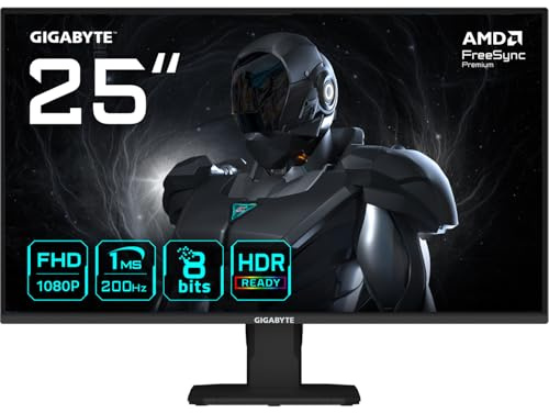 GIGABYTE GS25F2 Gaming Monitor 25 Zoll FHD 1920x1080 200Hz 1ms 300CD/m² HDR 10 HDMI 2.0 DisplayPort 1.4