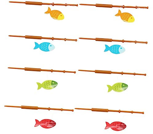 NAMOARLY 8pcs Fishing Rod Shape Cupcake Toppers for Cake Decoration Mixed Fishing Theme Birthday Party Supplies Fun and Creative Dessert Accessories