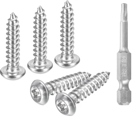 QUARKZMAN #6 x 5/8 Tornillos de Seguridad Torx, 50pcs Tornillos Autorroscantes de Cabeza Redonda Resistentes A La Manipulación, Tornillos Antirrobo de Acero Inoxidable 304 con Punta T15