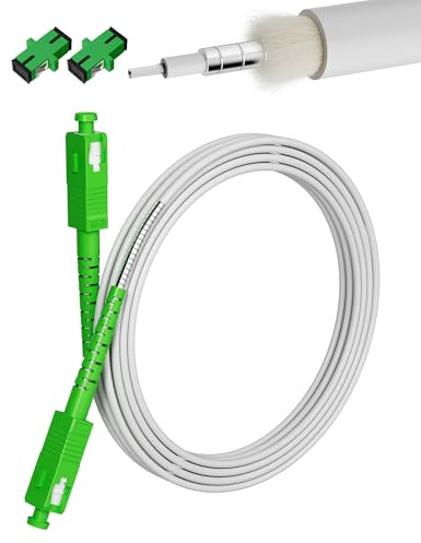 VANDESAIL Cavo Internet a fibra ottica SC/APC a SC/APC, cavo patch Simplex OS2 armato monomodale, 9/125μm LSZH per FTTH & SFP, bianco